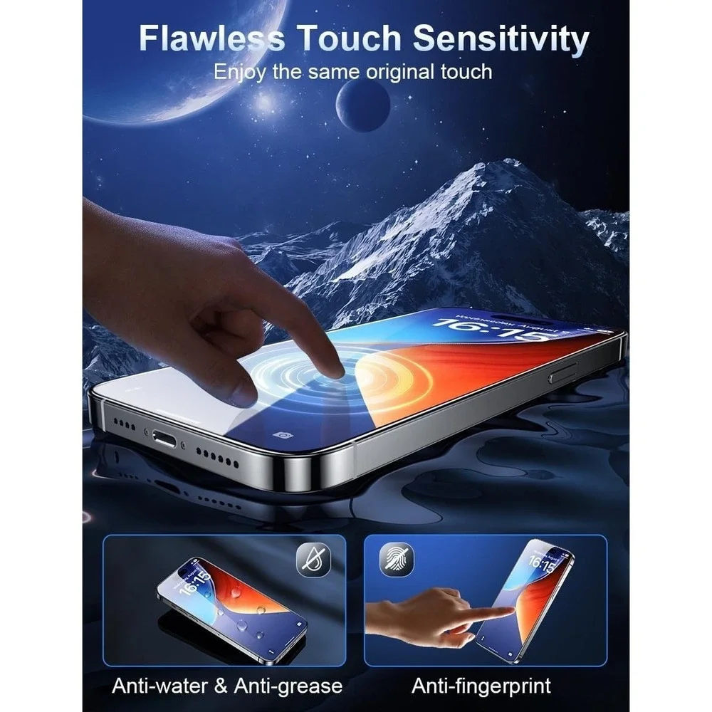 Screen Protector for iPhone 15 Pro[3-Pack] [6.1 Inch] HD Clear Tempered Glass Fi